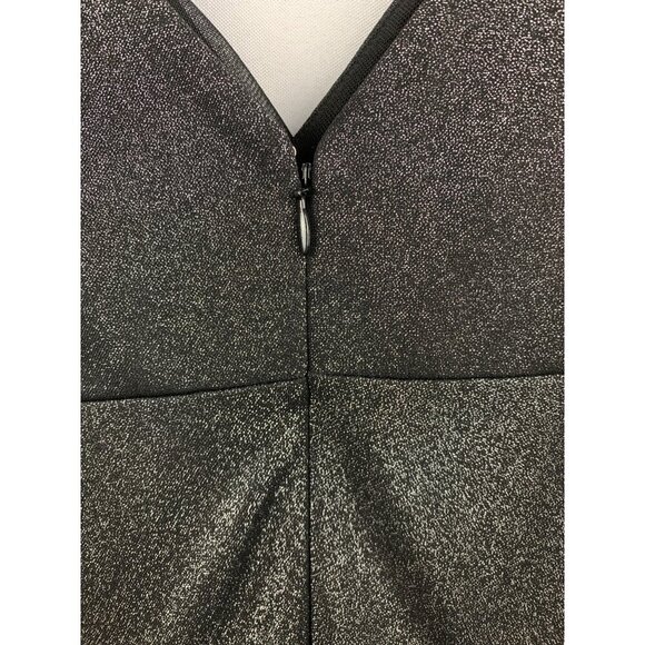 Patricia Field Black Shimmer Dress Size 4 V-Neck Sleeveless Back Zip Polyester B - Picture 5 of 6